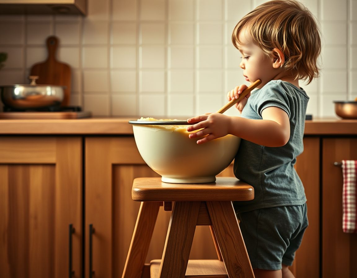 Revolver la olla convierte al niño en cocinero. Y los cocineros quieren probar lo que hicieron.